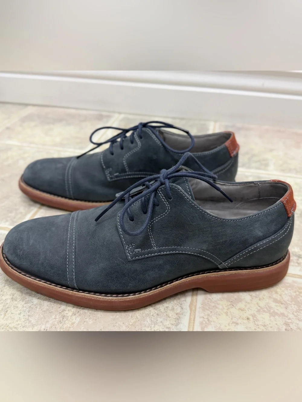 Sperry Gold Cup Bellingham Grey Suede Cap Toe Oxford ASV Dress Shoes 10